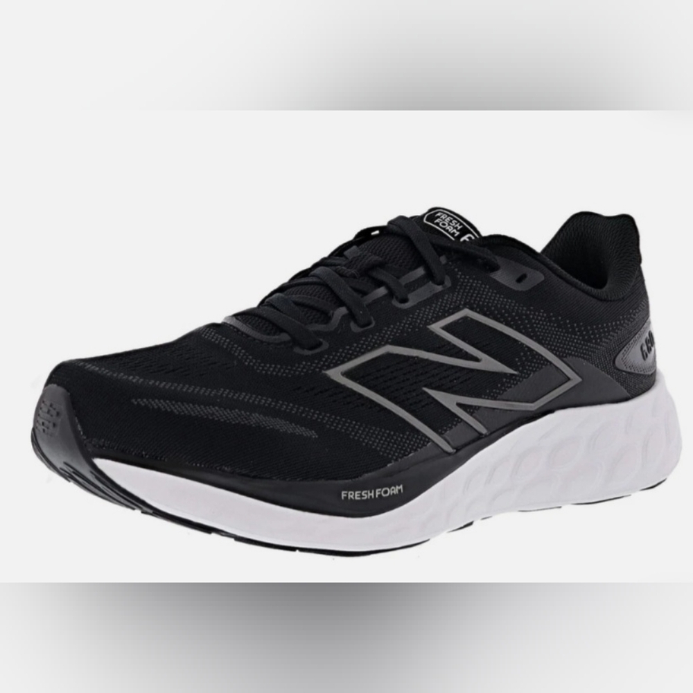 New Balance Men's Fresh Foam 680 v8 running shoe in black & white Mens 11